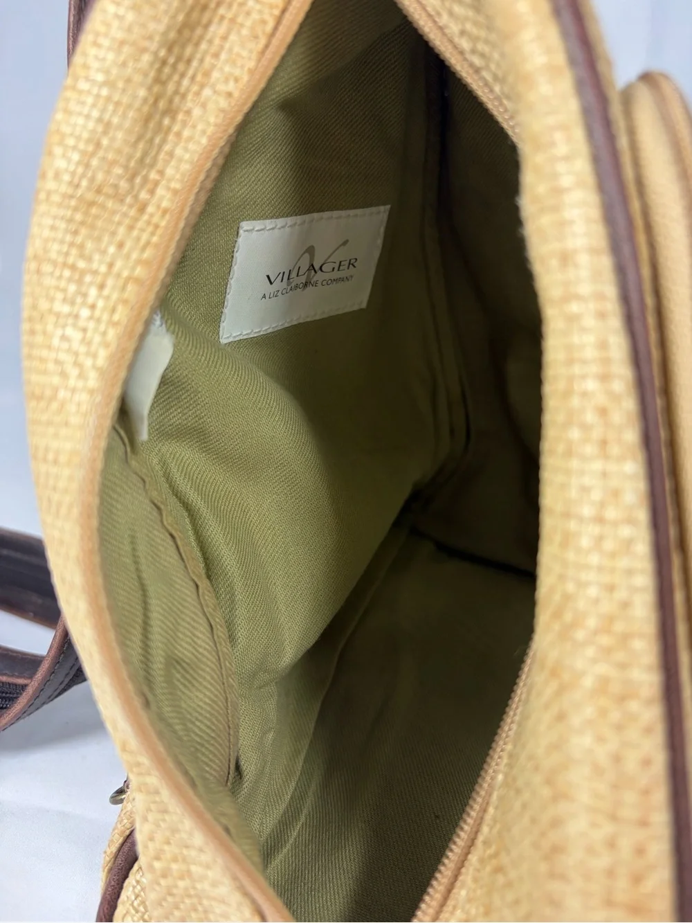 Villager Tan Woven Sling Backpack/crossbody